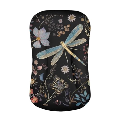Image of ZOUTAIRONG Flower Dragonfly Bassinet Sheet Set Snug Fitted Cradle Fitted Sheets Stretchy Ultra Soft for Oval Rectangle Hourglass Bassinet Mattress Unisex Boy Girl Black