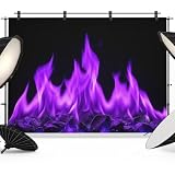 Abstract Purple Flame Backdrop 8x6ft Flickering Fire Pattern Black Photography Backdrop Fabric Photoshoot Background Tapestry Banner for Birthday Baby Shower Decoration Party Video Photo Studio Props
