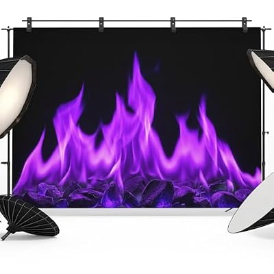 Abstract Purple Flame Backdrop 8x6ft Flickering Fire Pattern Black Photography Backdrop Fabric Photoshoot Background Tapestry Banner for Birthday Baby Shower Decoration Party Video Photo Studio Props