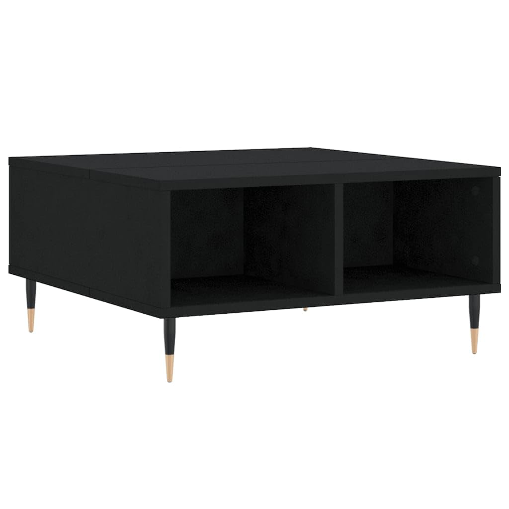 Table de salon noire en bois d'ingénierie avec rangement pour petit espace