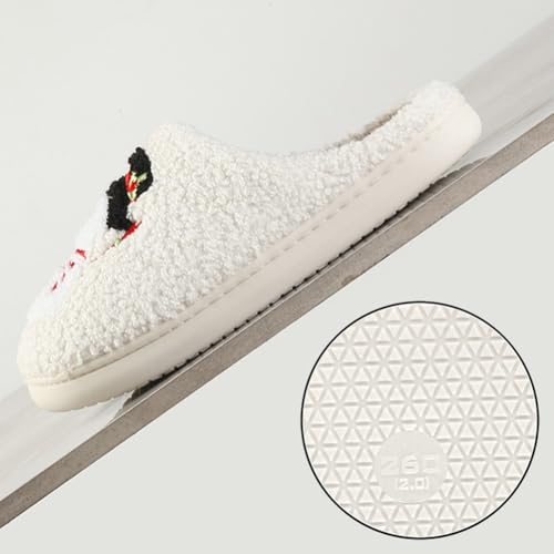 Rungion Furry House Slippers for Women Men Christmas Halloween Warm Soft Indoor Slippers Cute Elk Snowman Tree Winter Slides4