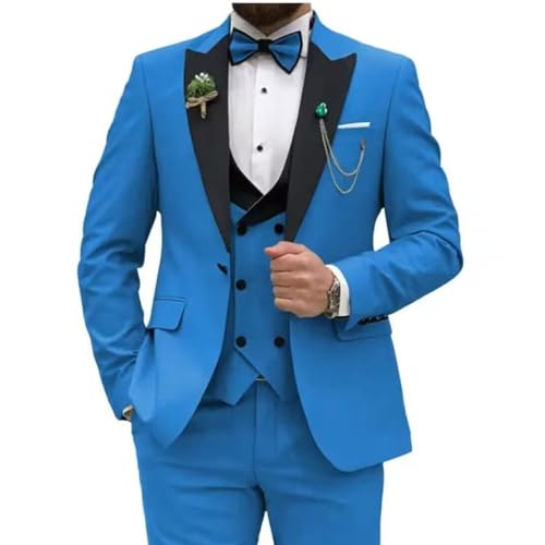 Men's Suits Slim Fit 3 Piece Suits for Men Double Breasted Suit with Bow Tie Wedding Suits Jacket Vest Pants Tuxedo Suit Set