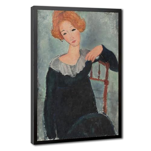 Toile Modigliani femme aux cheveux rouges pour décoration murale salon et bureau