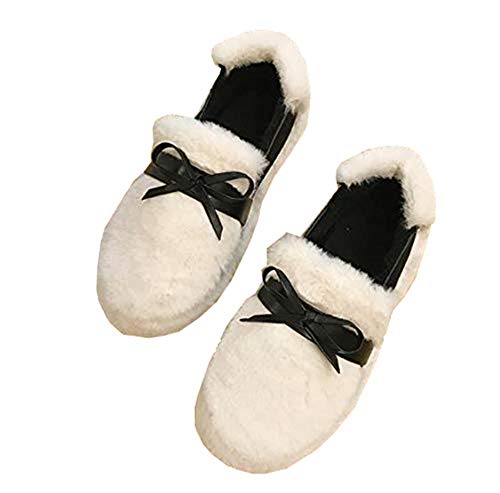 [トーダー] 裹起毛 あったか スノーブーツ ルームシューズ モカシンシューズ柔らかい ふわふわ もこもこローファー スエード調 スリッパ ショートブーツ 防滑 履きやすい 通勤 室内 ボア 防寒 レディース (ホワイト,22.5)
