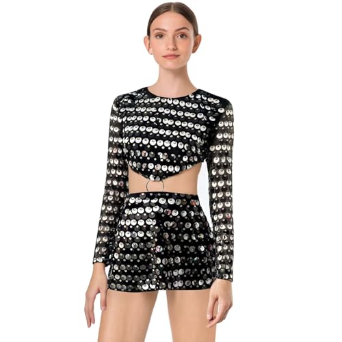 Robe à la mode pour fille sexy à manches longues à paillettes de fête