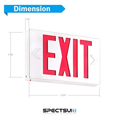 Spectsun Led Exit Sign With Battery Backup, Hardwired Red Exit Light Combo - 2 Pack, Exit Led Light/Electric Exit Sign Light Up/Illuminated Exit Sign Light Bulbs/Lighted Exit Light #TOP5