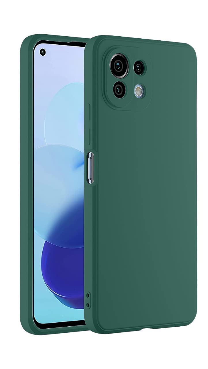 Case for Xiaomi 11 Lite 4G / Mi 11 Lite 5G / Mi 11 Lite 5G NE/Mi 11 Youth Case Cover Green Slim Fit for Soft TPU Back Cover Flexible Silicone Cover Matte Black by Emodil ® (Green)