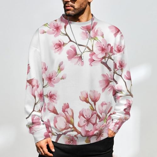 Lavender Floral Plants Crewneck Sweater Men Funny Crew Neck Sweater Long Sleeve Casual Lightweight Pullover2