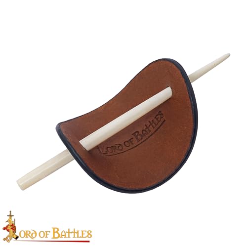 Image of Lord of Battles Genuine Leather Hair Pin Hair Barrette with Genuine Bone Stick Hair Style Clip Hair Stick Ponytail HairPin Hair Accessories for Women and Girls (Brown)
