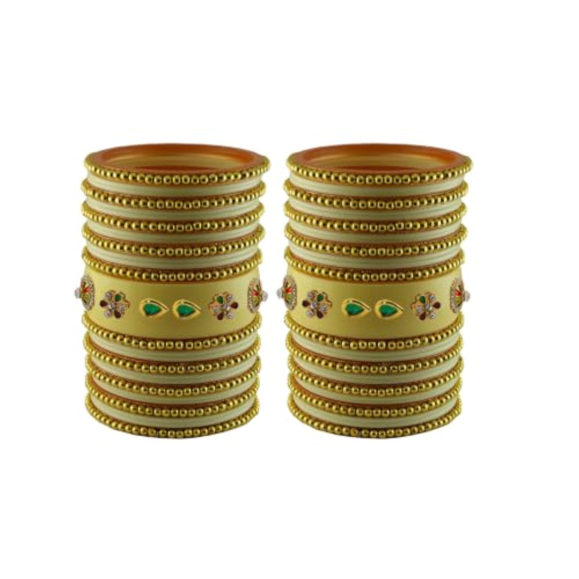 Cream Acrylic Moti Stud Bangle Pack of 54, Extra Large