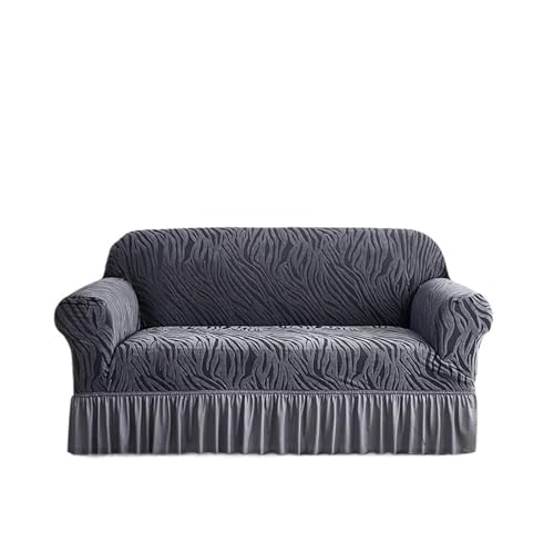 HWJFDC Funda Sofa Juego de 1 Pieza Funda sofá elástica con Falda Ondas Marinas, Antideslizante, Antipolvo, for Dormitorio, Sala Estar, decoración del hogar(Light Grey,3-Seater Sofa)