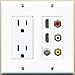 RiteAV - 2 x 15 Amp 125V Power Outlet 3 x RCA - 2 X HDMI and 1 x Coax Cable TV Port Wall Plate White