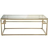 Mesa de Centro de Metal y Cristal en Dorado y Transparente. Medidas: Medidas: 120x60x45cm