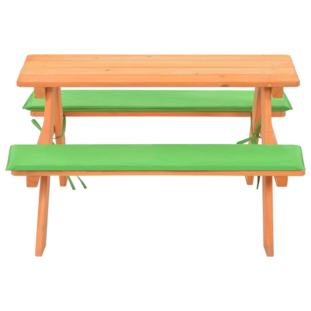 Tavolo da picnic con panche integrate, 89 x 79 x 50 cm, in legno di abete massiccio, resistente alle intemperie, con cuscino in poliestere impermeabile con imbottitura spessa, facile da