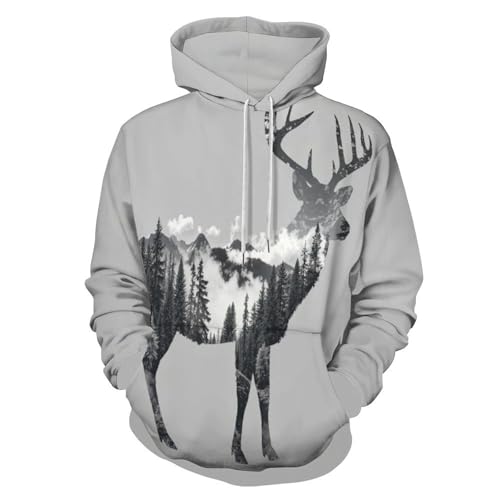 Sweat à capuche cerf 3D pour vos balades en forêt et soirées cocooning de saison