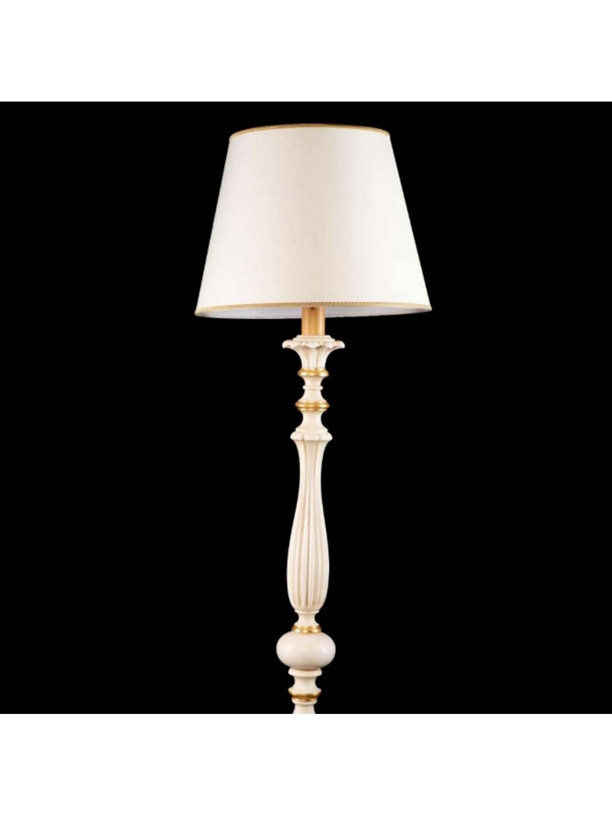 Piantana lampada da terra classica in legno avorio oro a 1 luce esse 725/t per camera da letto, soggiorno, camera, salone