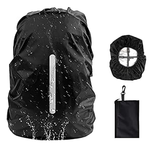 GUKOY Rain Cover for Backpacks with Reflective Strips (16-70L), Waterproof Backpack Update Adjustable Non-Slip Cross Straps, Rainproof Snowproof Dustproof Anti-Frost Covers