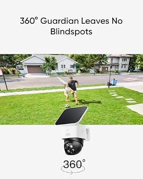كاميرا eufy Security SoloCam S340، مجموعة مكونة من 6 كاميرات، كاميرات أمان تعمل بالطاقة الشمسية لاسلكية للاستخدام الخارجي، مراقبة بزاوية 360 درجة، بدون نقاط عمياء، واي فاي بتردد 2.4 جيجاهرتز، بدون رسوم شهرية