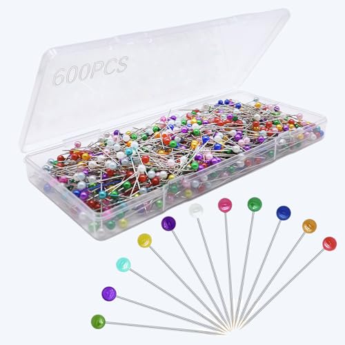 600PCS Sewing Pins Straight Pin for Fabric, Pearlized Ball Head