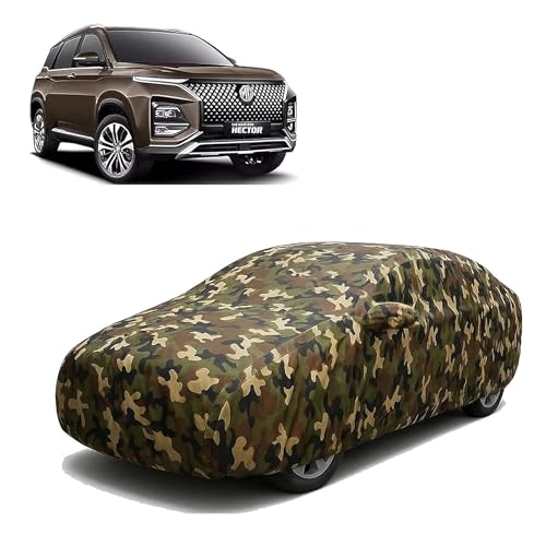 Image of Sulfar 100% Waterproof Car Body Cover Compatible with Mirror for MG Hector with Long Lasting Durable Material (Triple Stitched, Full Bottom Elastic, Camouflage Army)