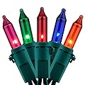 YULETIME Multicolor Christmas Lights, 66 Feet 200 Count UL Certified String Lights, 2 Sets of 33 Ft 100 Count Incandescent Mini Lights (Multicolor)