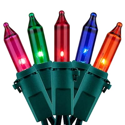 YULETIME Multicolor Christmas Lights, 66 Feet 200 Count UL Certified String Lights, 2 Sets of 33 Ft 100 Count Incandescent Mini Lights (Multicolor)