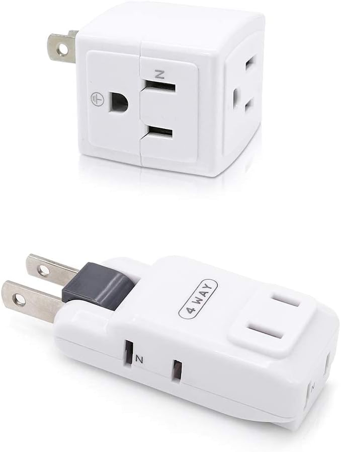 Adapter Outlet Extender Wall Tap Adapter Surge Protector Power Strip with 3 Outlets or 4 Outlets