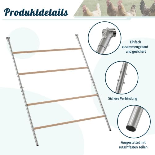 Gallinero con escalera de asiento – 3 x 2 m transitable aviario con cubierta de polietileno UV y cerradura de seguridad, para palomas y gallinas