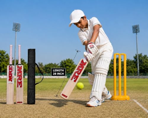 Image of Cricket kit with Wooden Bat & Bat Cover, Plastic Stumps and Tennis Ball & Cap for Kids | Cricket Kit for Kids Cricket Bat with Wicket (Size 3, Age 6-10 Year)