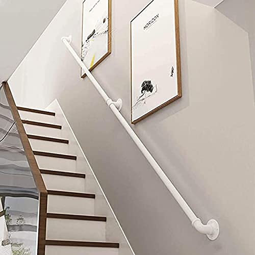 Rampe d'escalier blanche en fer forgé pour escalier de jardin extérieur