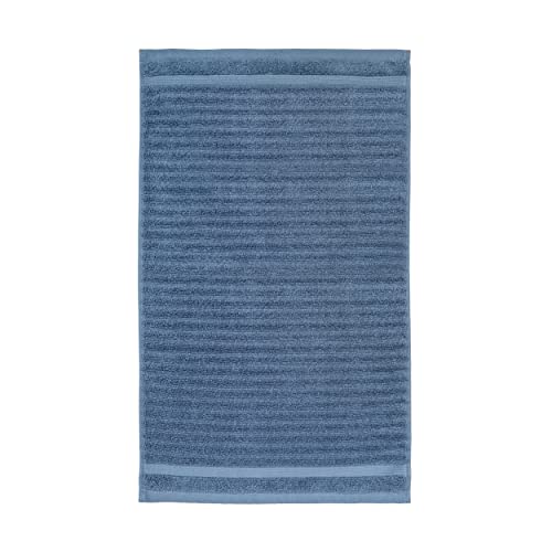 Martha Stewart Textured Cotton Bath Towels Set - 6 Piece | 2 Bath Towels - 2 Hand Towels - 2 Washcloths | Quick Dry Bathroom Towels | Bathroom Essentials | Absorbent | Toallas | Blue #TOP3