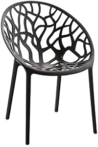 CLP Gartenstuhl stapelbar wetterfest Hope, Gartensessel mit Lehne UV-beständig, Outdoorstuhl aus Kunststoff bis 150 kg belastbar | Farbe schwarz