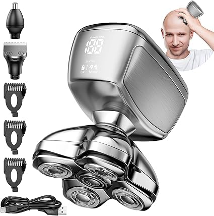 5D Head Shavers for Bald Men - 6 in 1 kensen Upgraded Magnetic Head Electric Razor for Men, Wet/Dry Electric Shavers for Mens IPX6 Waterproof LED Display with USB-C Charge Mens Body Shaver Best Gift