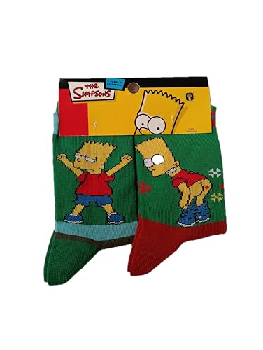 Punto Blanco, The Simpsons 10657-10 Lot de 2 paires de chaussettes pour enfants en coton tricoté uni Multicolore, vert, 32-35