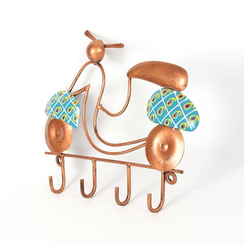 Image of Habere India-All the Cultures Fabricating India Keychain Stand | Keys Organizer | Key Hanger for Wall | Keychain Holder | Modern Key Holder for Wall (Blue - 23x3x17 cm)