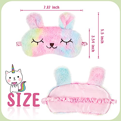 6 Pieces Plush Sleep Eye Mask Bunny Unicorn Eye Mask Cat Sleep Eye Mask Cute Animal Eye Mask Soft Faux Fur Eye Mask For Kids Girls And Adult Travel, 6 Styles #TOP1