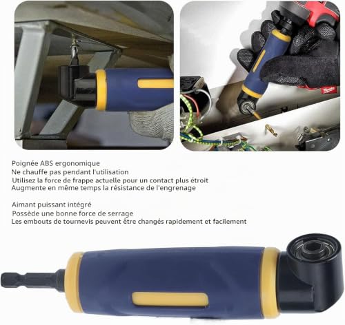 Nimomo Perceuses à Angle Droit Adaptateur, 1/4 Pouce 90° Porte-Embout D'Angle MagnéTique Adaptateur De Perceuse à Angle Droit, Adaptateur D'Embout Pour Le PerçAge D'Espaces éTroits – vue 5