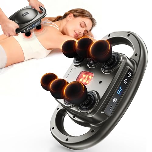 AERLANG Massage Gun Deep Tissue 6 Head Muscle Massager Back Massager for Pain Relief Percussion Massage Tool Handheld Messager with 9 Levels & 4 Modes Christmas Gifts White Elephant Gifts for Adults
