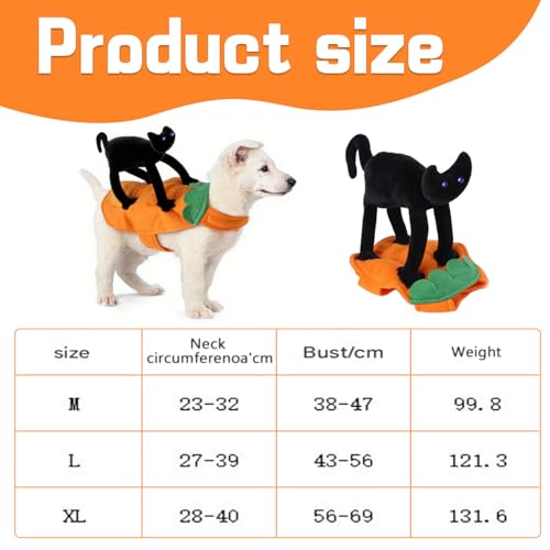 Halloween Haustiere Cosplay Kostüme, Lustige Hundekleidung mit stehender schwarzer Katze, Haustier-Outfit Halloween, lustige Hundekatze Kostüm mit schwarzer Katze, für die Hunde und Katzen (XL)