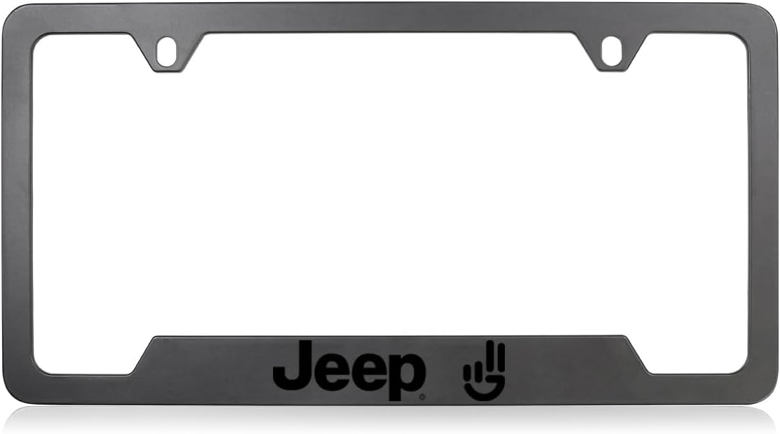 Jeep Wave License Plate Frame Quantity 1 Included (Black Metal)