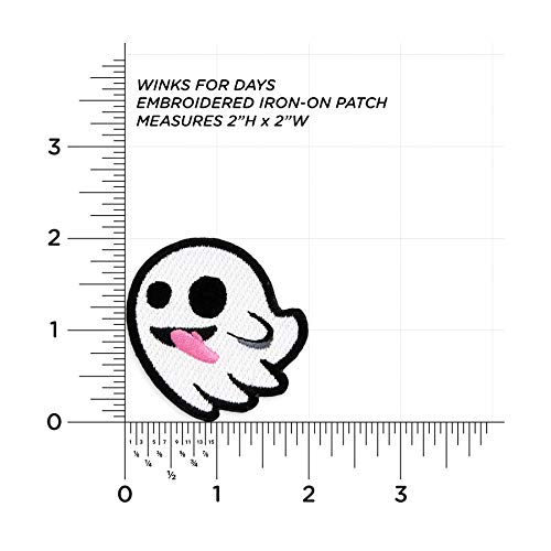 Winks For Days Flying Ghost With Stuck-Out Tongue Embroidered Iron-On Patch #TOP2