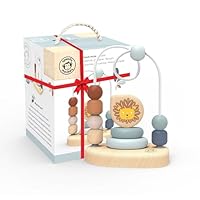 SPEEDY MONKEY Lion Theme Bead Maze Baby Toys | Soft Coloured Beads | Encourages Dexterity & Hand-Eye Coordination -| 1 Year Old Boy Toys | 1 Year Old Girl Gifts | FSC-Certified Wood & Non-Toxic Paint