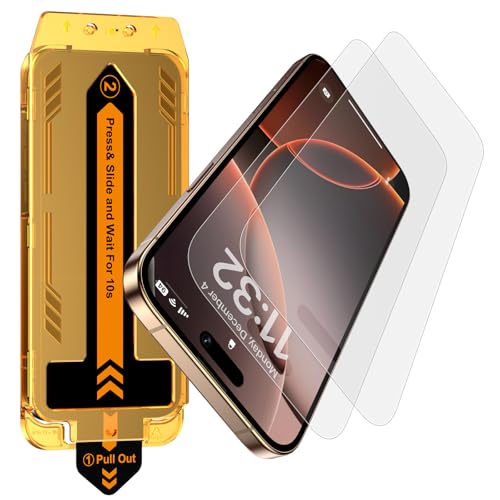 Esanik 2 Pack Matte Glass Screen Protector for iPhone 16 Pro, [Auto-alignment, auto-dust removal...