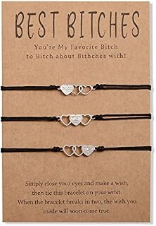 Cheerslife 2/3 Best Bitches Bracelets Best Friend Friendship Long Distance Matching Rationship Bracelet Wish String Funny Jewelry Birthday Party Gift Set for Women Girls Sisters Teen