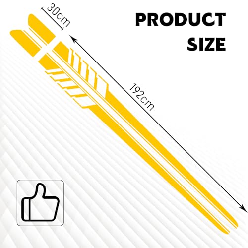 Image of 2PCS Car Side Skirt Decals, Auto Body Large Stickers, Waterproof PVC Racing Long Stripes Personalized Stickers, Car Stripe Stickers Decor Racing Accessories for Cars Trucks SUVs (Yellow)
