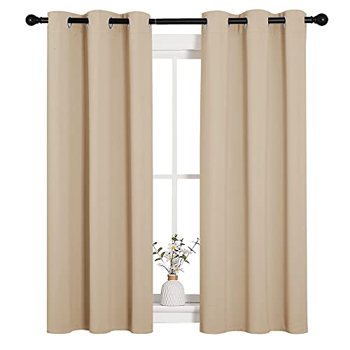 NICETOWN Room Darkening Draperies Window Curtain Panels, Thermal Insulated Grommet Room Darkening Curtains for Bedroom (Biscotti Beige, 2 Panels, W34