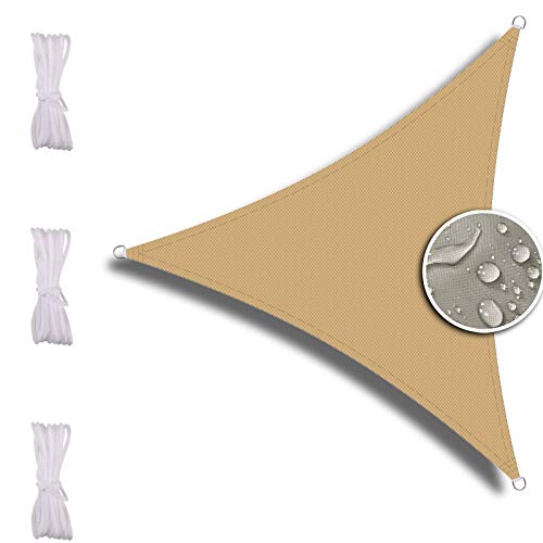 ZQXFZ Voile Triangulaire, 5X5X5m, Voiture,Restaurant,Jardin, ImperméAble Et RéSistante, RéSistant Aux IntempéRies, Voile RéSistante Pluie -Jaune Sable