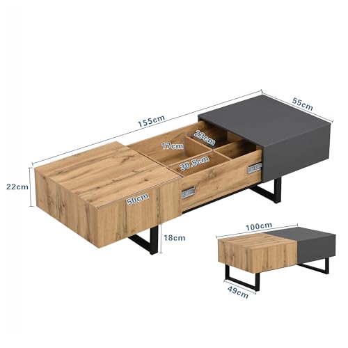 Table basse avec rangement caché BTM pour optimiser l'espace et ranger le salon