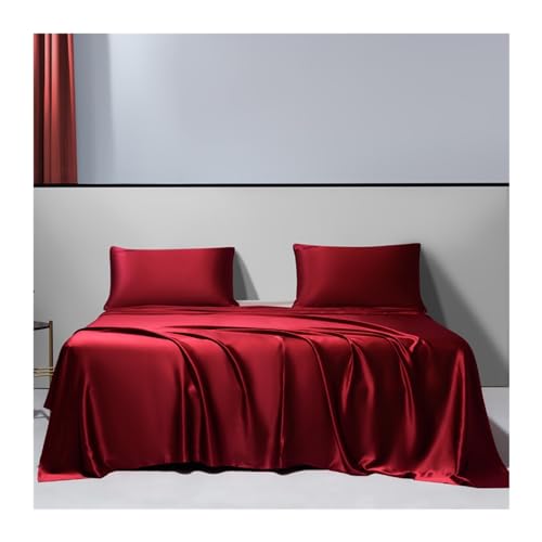 Juego de ropa de cama similar a la seda de 170 x 230 cm, suave al tacto fresco, lavable, colcha roja de lujo para camas individuales y dobles, perfecta para decoración y comodidad de dormitorio