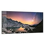 DEQORI Glasbild Echtglas | Motiv Gosainkunda unter Sternen | horizontal einteilig 100x50 cm | schöne Dekoration | Wandbild für Wohnzimmer, Schlafzimmer, Flur & Küche | moderne Wanddeko